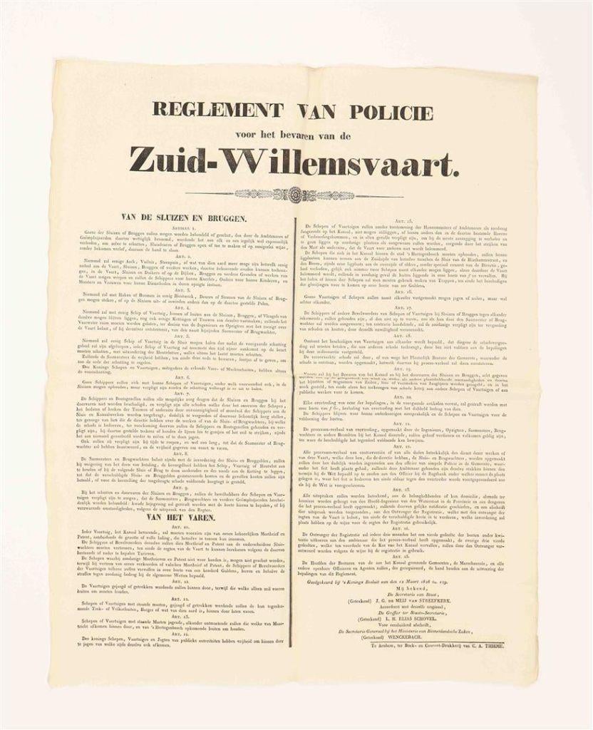 Reglement van Policie voor h. bevaren Zuid-Willemsvaart 1828, Ophalen of Verzenden