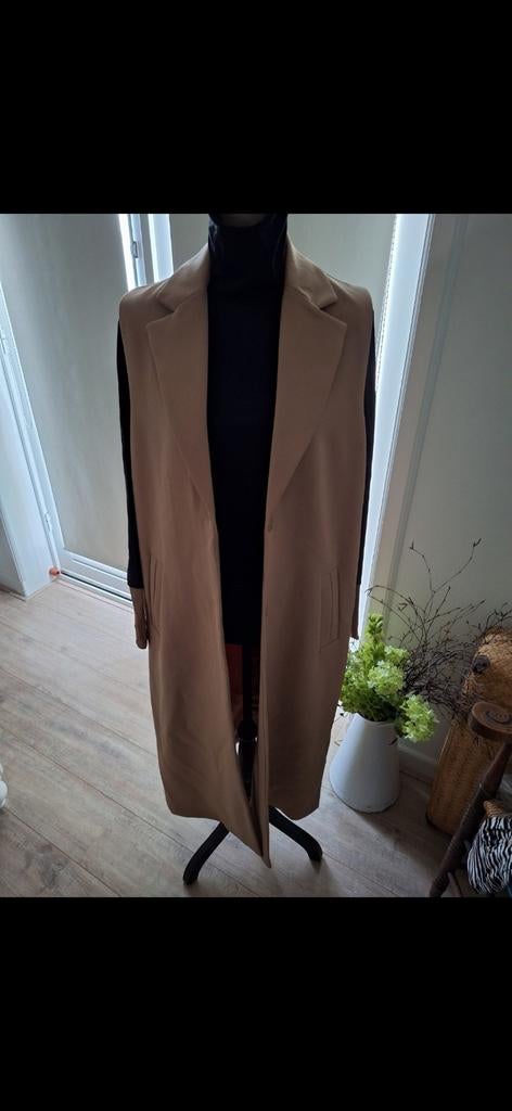 Gilet met bijpassende coltrui  M/L, Ophalen of Verzenden, Zo goed als nieuw, Beige