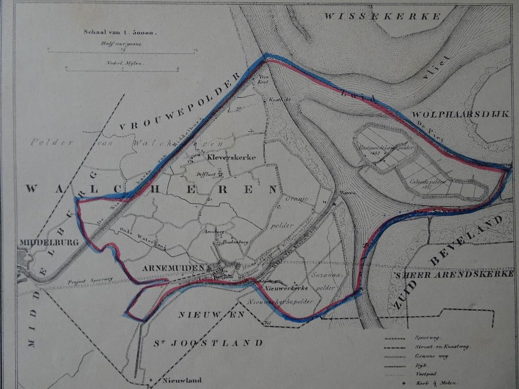 Steendruk Kuyperkaarten Bevelanden, Walcheren Zeeland 1866, Verzenden