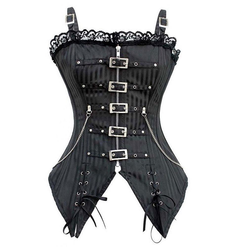 Dames zwart gestreept korset corset sexy gothic steampunk, Verzenden, Zwart, Body of Korset