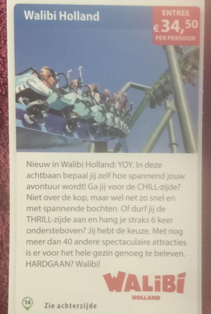 Walibi Holland Biddinghuizen Voordeelbon, Drie personen of meer, Kortingskaart