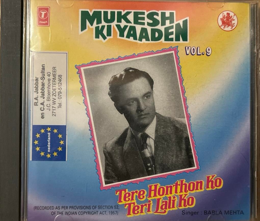 Mukesh Ki Yaaden Vol. 9 CD - Bollywood, Ophalen of Verzenden, Zo goed als nieuw
