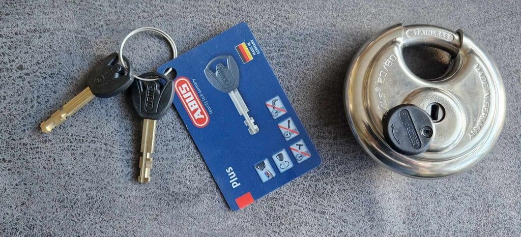 ABUS Diskus Hangslot 20/80 RVS met Sleutels, Ophalen of Verzenden, Nieuw, Rvs, Slot