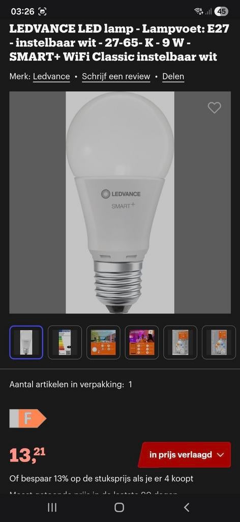 3x Ledvance LED Lamp Classic A60 E27 Dimbare Lampen, Nieuw, Ophalen of Verzenden, Minder dan 100 cm, Glas