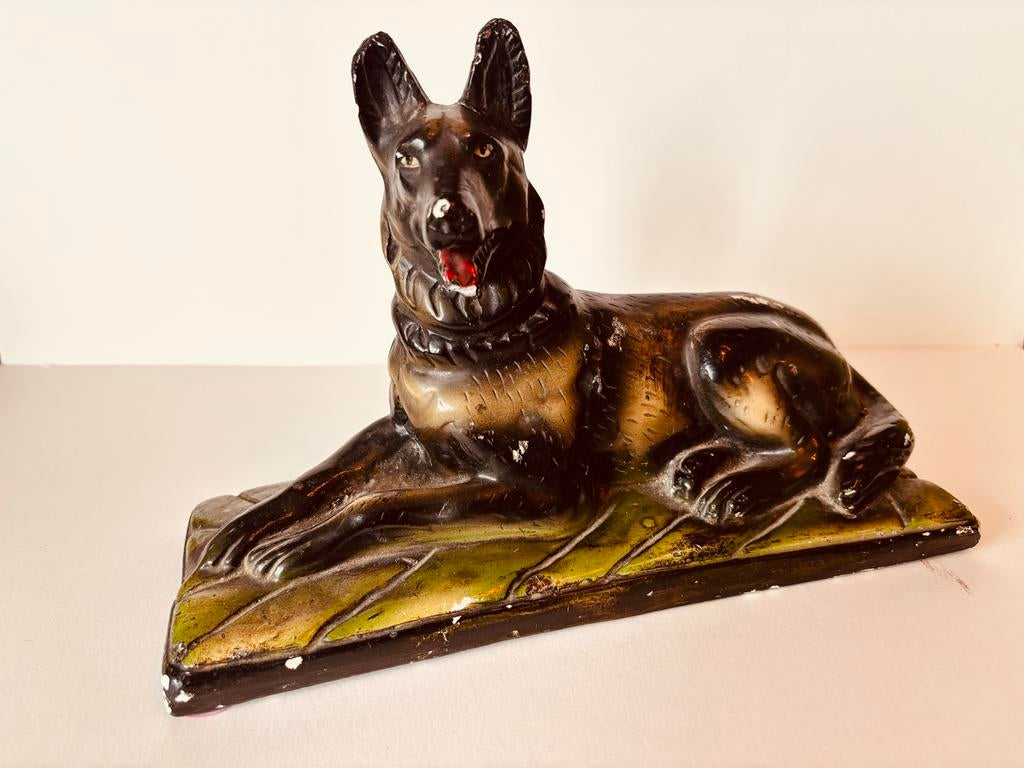 Vintage Gipsen Beeld Hond - Lichte Beschadiging, Antiek en Kunst, Ophalen