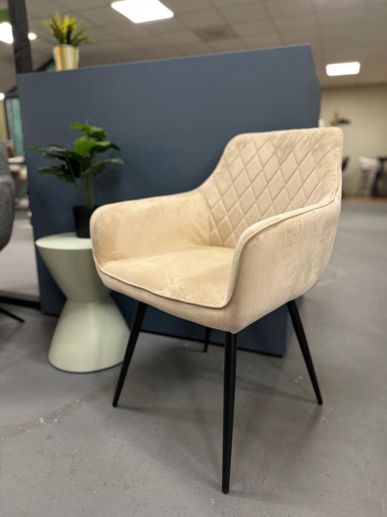 Velvet kuipstoel beige - beige stoel velvet - velours stoel, Ophalen, Overige kleuren, Nieuw, Stof