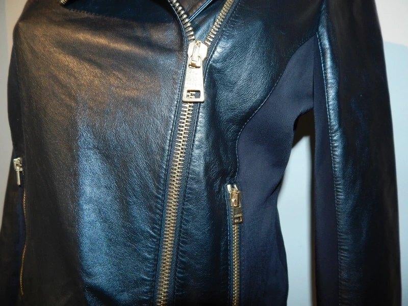 Versus Versace zwarte leren jas gouden hardware medusa It 42, Verzenden, Zwart, Zo goed als nieuw, Versace