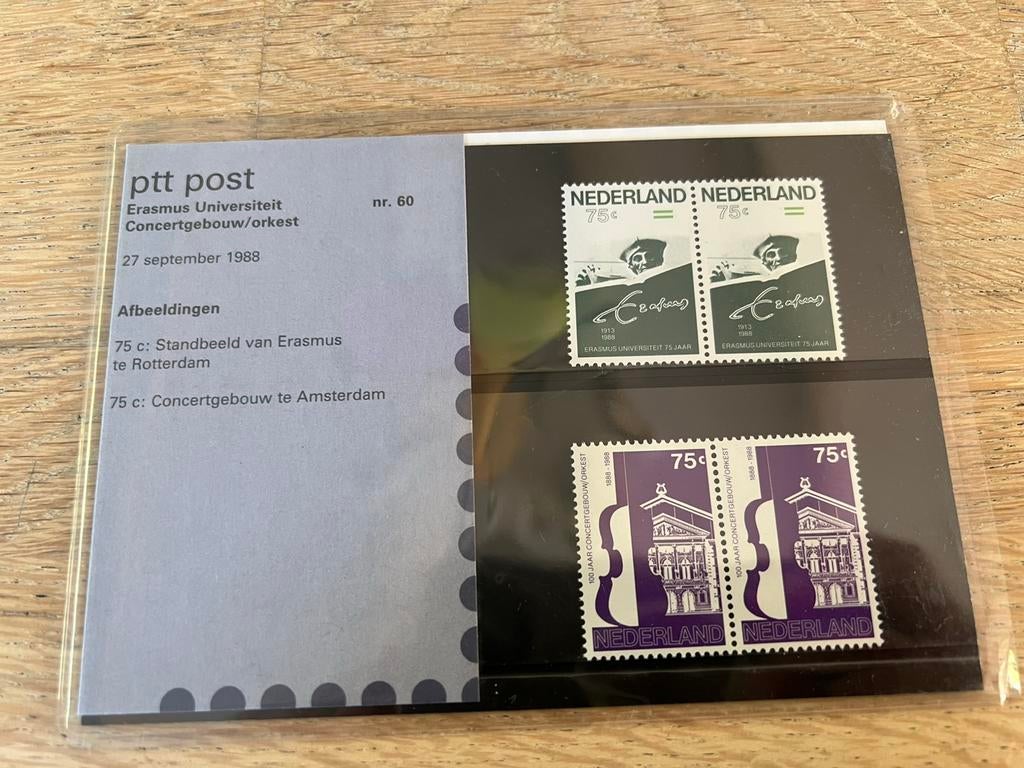 PTT Postzegelmapje Erasmus Universiteit 1988, Ophalen of Verzenden, Na 1940, Postfris