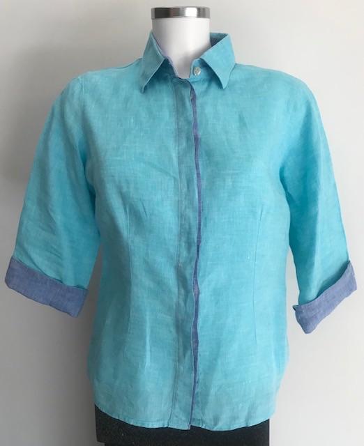 VANITY damesblouse Maat M (38/40) Made in Italy Turquoise, Maat 38/40 (M), Overige kleuren, Verzenden, Zo goed als nieuw