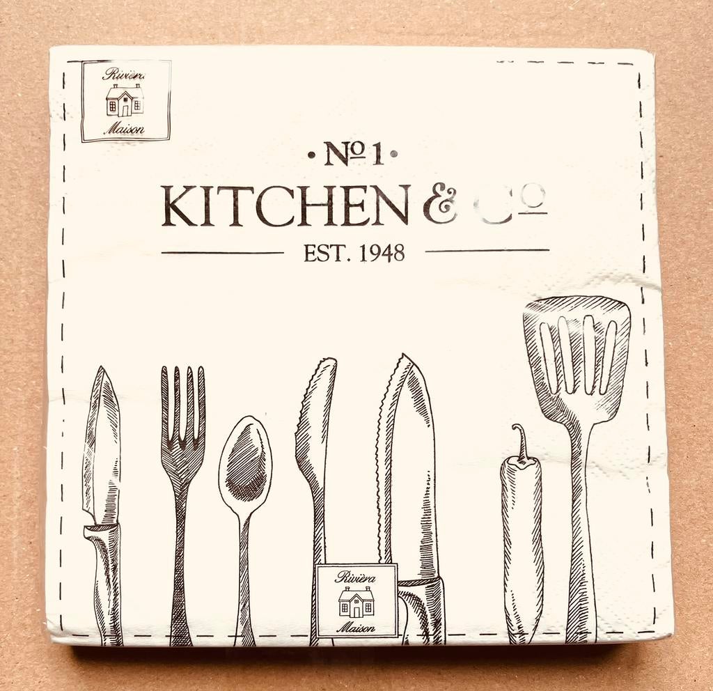 Riviera Maison Servetten - No.1 Kitchen & Co Est.1948 Papier, Ophalen of Verzenden, Nieuw