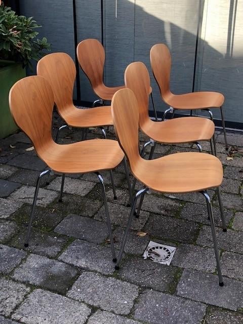 Teakhout plywood eetkamer stoelen, Huis en Inrichting, Stoelen, Bruin, Ophalen of Verzenden, Zo goed als nieuw, Plywood