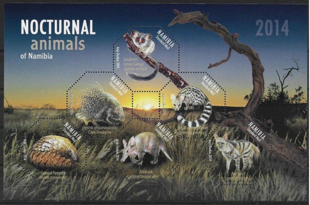 Namibie 2014 Nachtdieren pangolin stekelvarken vel postfris, Verzenden, Overige landen, Postfris