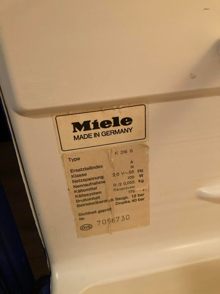 Miele Koelkast - Vintage Blauw, Gebruikt, Ophalen of Verzenden, Minder dan 75 liter, Met vriesvak