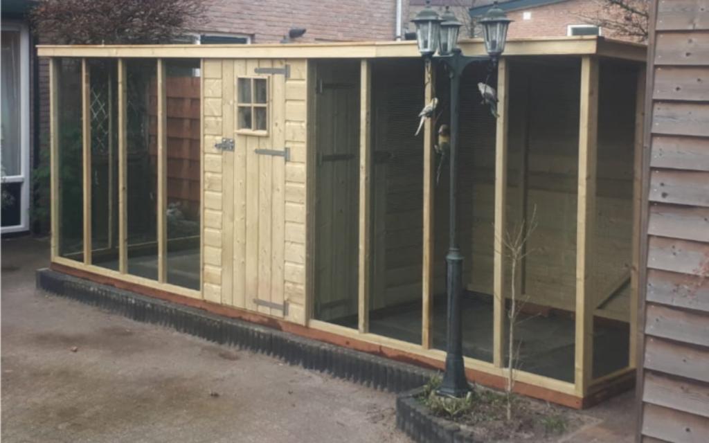 Volière van hout met sluis ook maatwerk vogelverblijf 🐦‍⬛, Ophalen, Nieuw, Hout, Volière