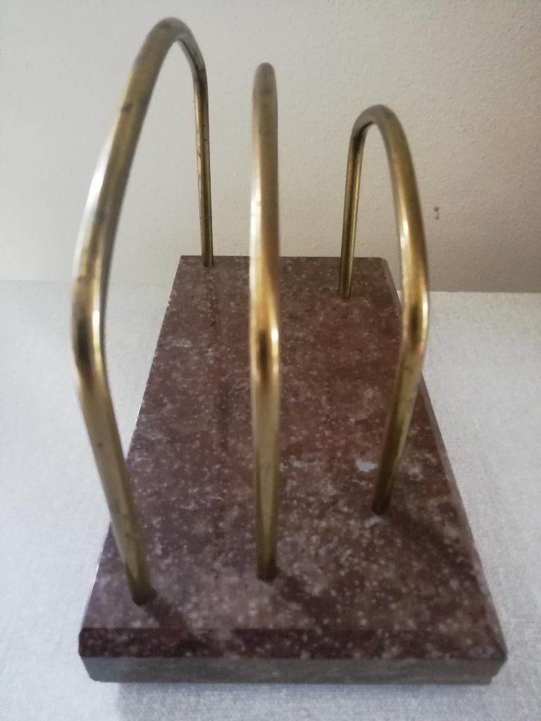 Brievenstandaard / brievenhouder messing-marmer, Ophalen of Verzenden