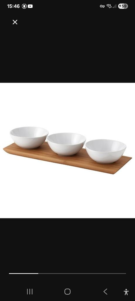 Ikea Tyngdlos blad met 3 schaaltjes bamboe, Ophalen, Overige stijlen, Schaal of Schalen