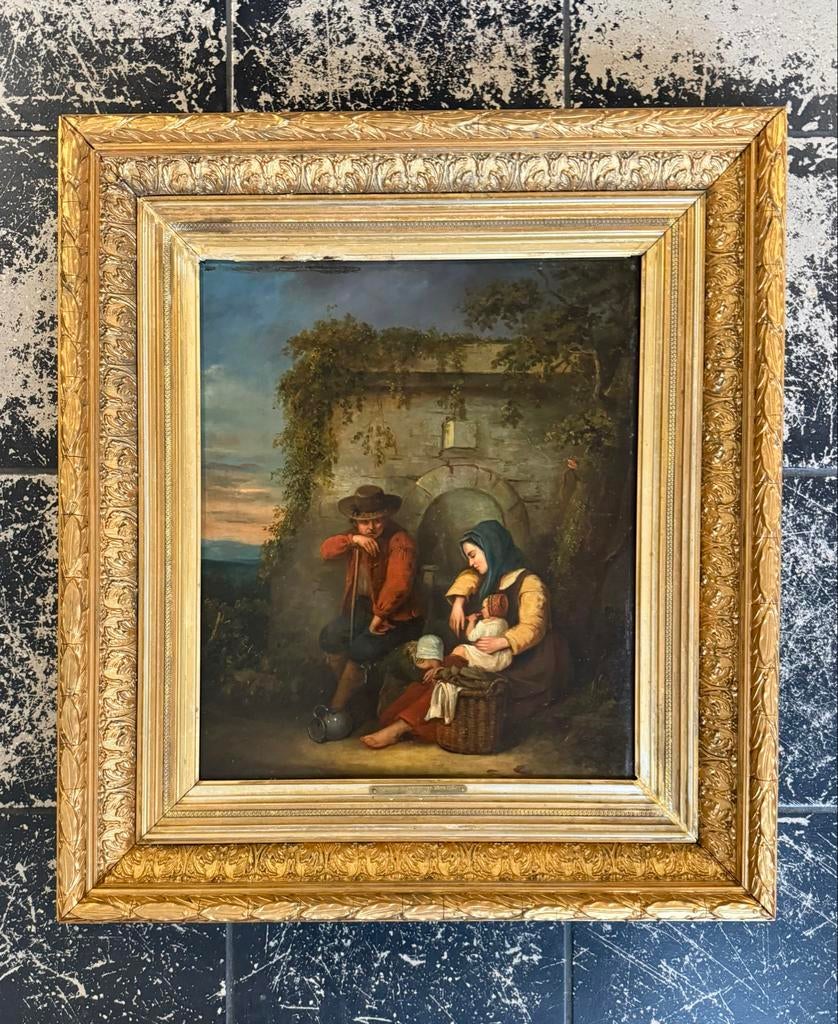 J.H. van Hove (Jzn.) — Prachtig 19e-eeuws Olieverf op Paneel, Ophalen