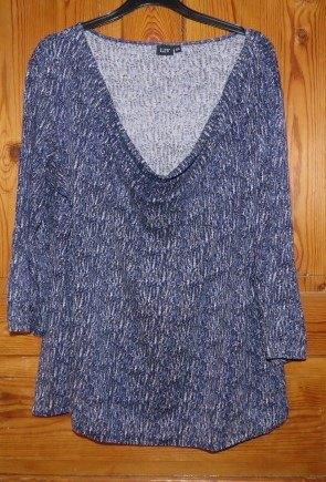 Shirt met watervalhals blauw zwart wit maat XXL, Kleding | Dames, Grote Maten, Gedragen, Shirt of Top, Blauw, Ophalen of Verzenden