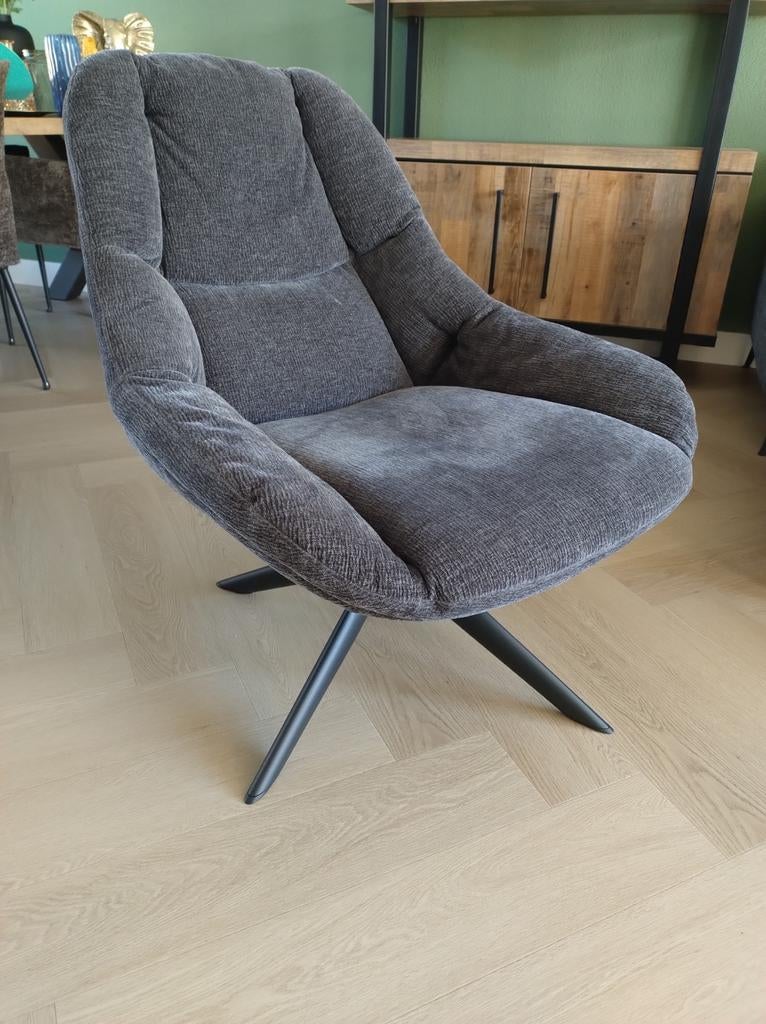 Antracietgrijze draaibare fauteuil, Ophalen, Zo goed als nieuw, Stof, 75 tot 100 cm