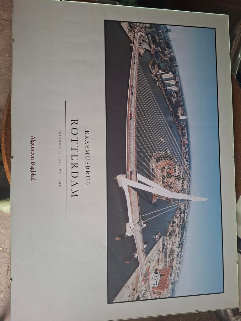 Foto erasmusbrug Rotterdam. 70x50, Ophalen of Verzenden