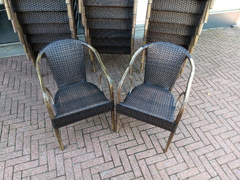 terrasstoelen-terras stoelen en tafels enz.., Tuin en Terras, Tuinsets en Loungesets, Ophalen, Zo goed als nieuw, Aluminium, Eettafel
