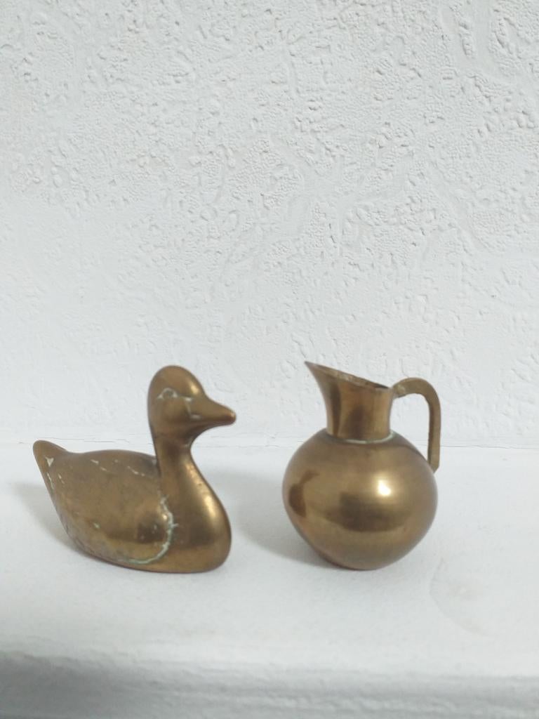 Klein kannetje en eendje  / leuk voor bv letterbak, Antiek en Kunst, Curiosa en Brocante, Ophalen of Verzenden