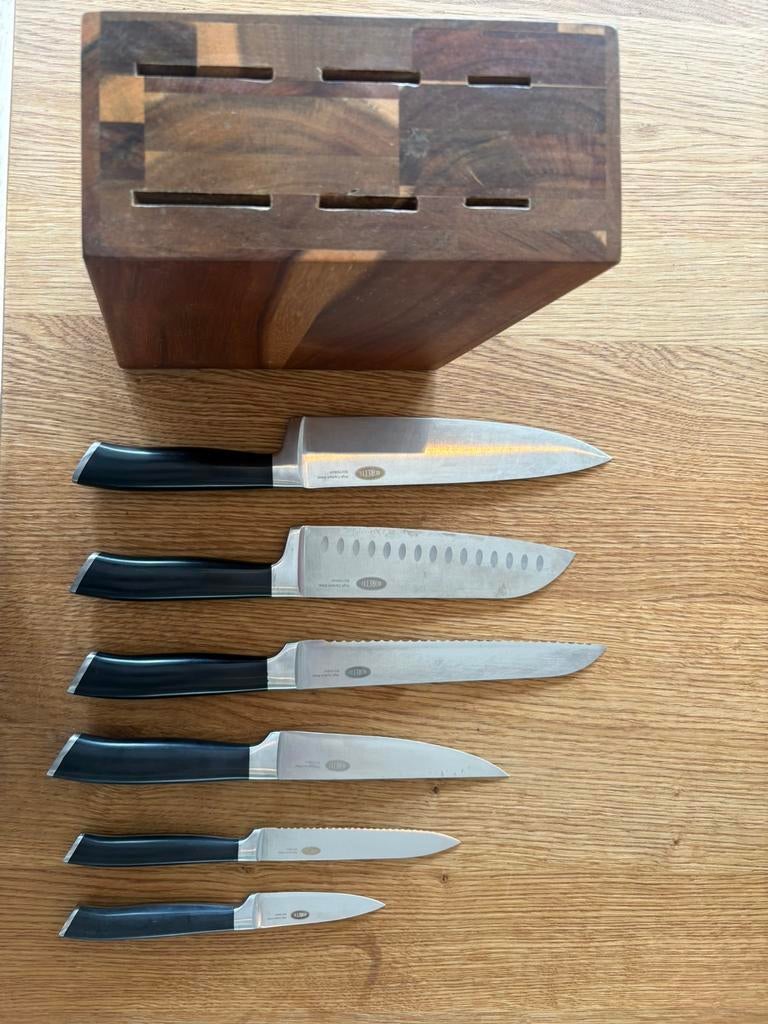 Boretti messenset, Huis en Inrichting, Keuken | Bestek, Ophalen, Zo goed als nieuw, Rvs of Chroom, Bestekset