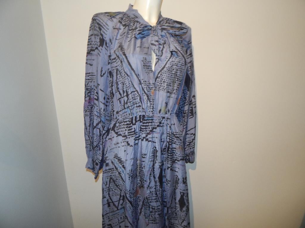 Forte Forte zijde jurk paars in print strik hals mt 3, Maat 38/40 (M), Forte Forte, Verzenden, Paars