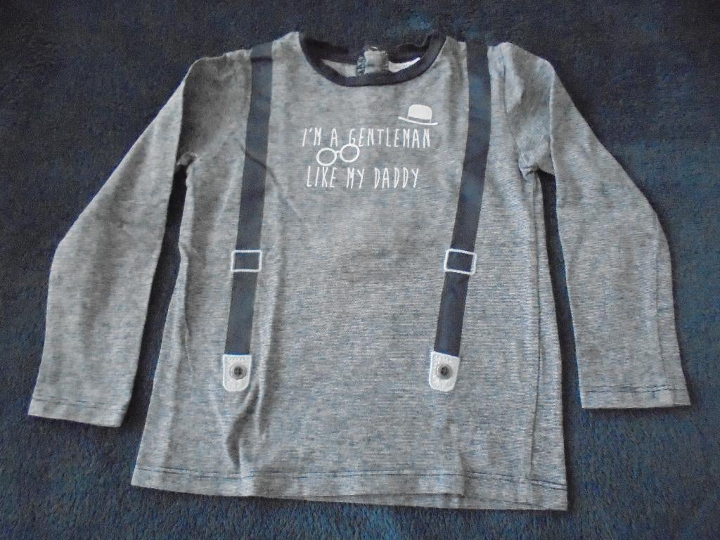 K04 Blauw wit shirt Fagottino maat 92, Kinderen en Baby's, Kinderkleding | Maat 92, Zo goed als nieuw, Jongen, Shirt of Longsleeve