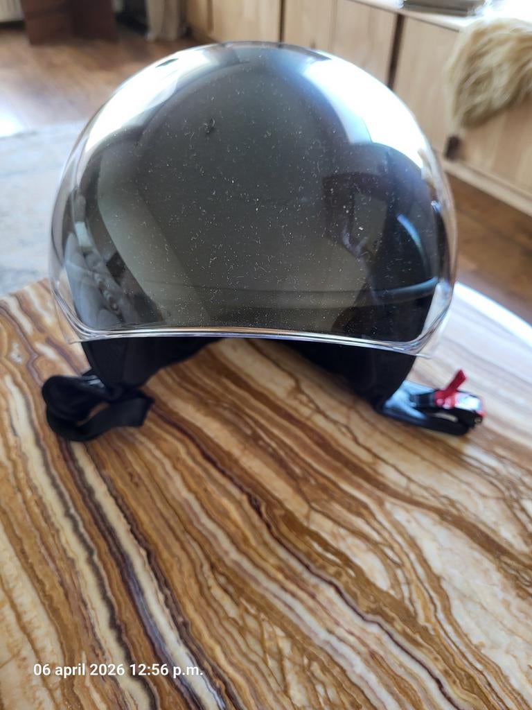 Zwarte brommerhelm met vizier, Fietsen en Brommers, Ophalen of Verzenden