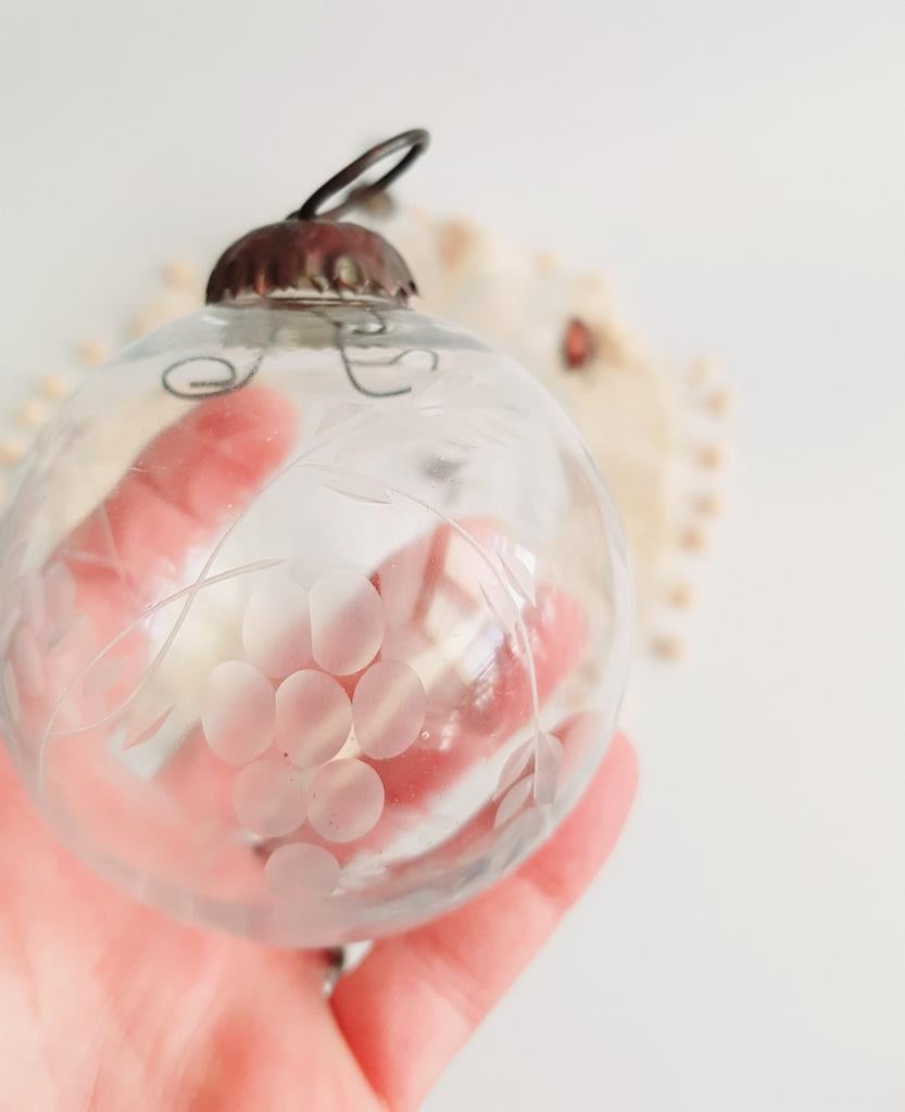 Glazen vintage ballen geslepen glas heksenbal, Ophalen of Verzenden