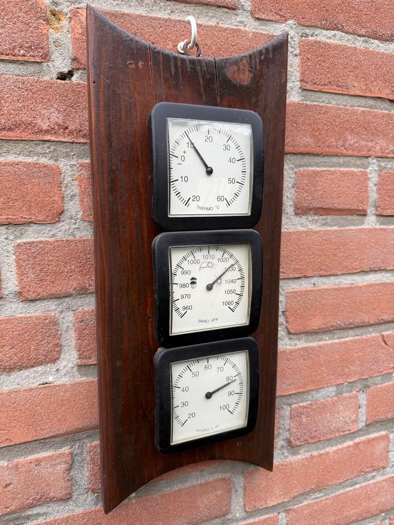 Analoog weerstation met thermometer, barometer, hygrometer, Ophalen of Verzenden, Gebruikt, Weerstation