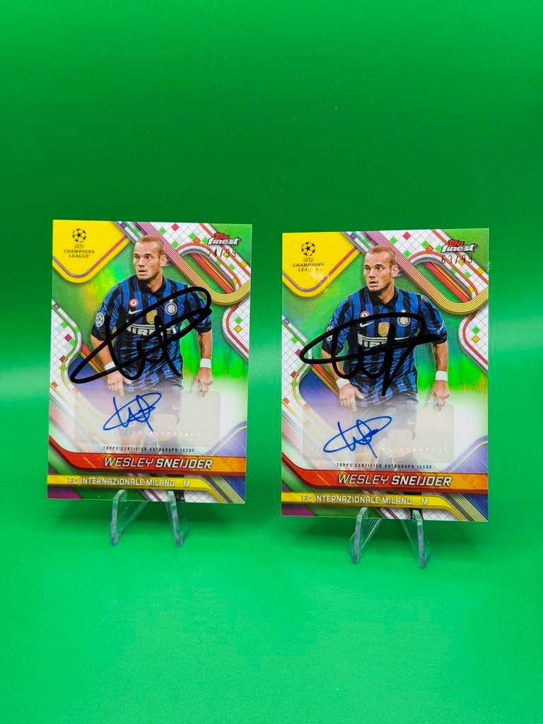 On Card Auto Topps finest Wesley Sneijder Auto /99 (2 stuks), Ophalen of Verzenden, Nieuw, Plaatje