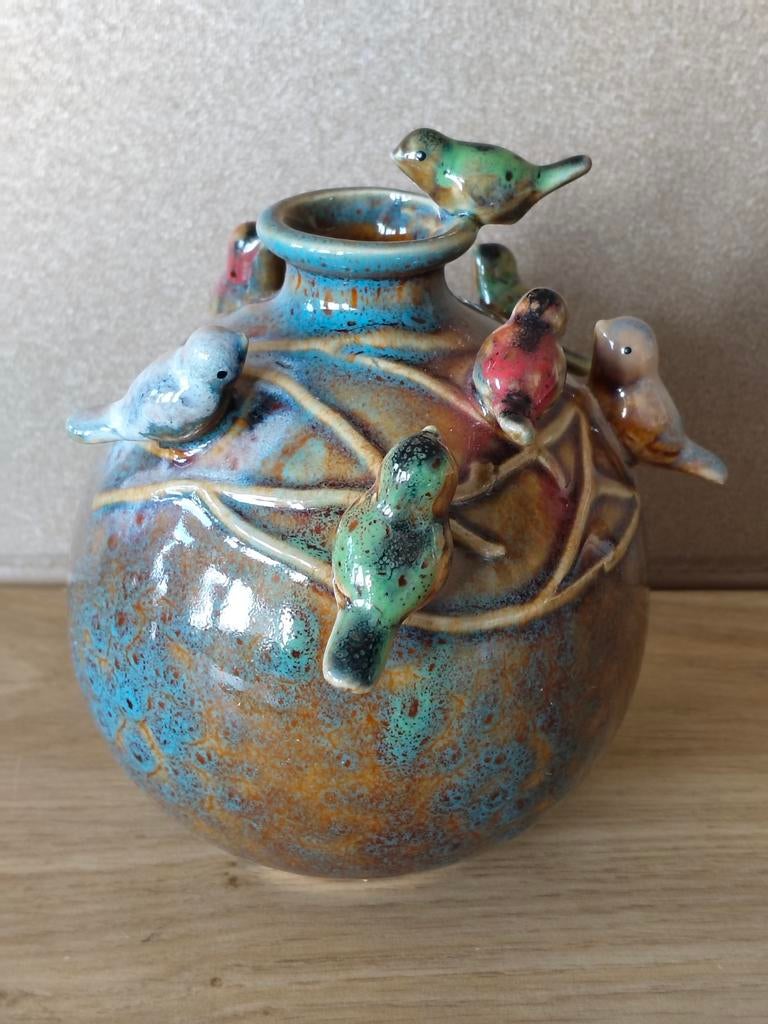 DAAN KROMHOUT VAASJE MET VOGELTJES*BOL VAASJE MET VOGELS, Huis en Inrichting, Woonaccessoires | Vazen, Overige kleuren, Verzenden