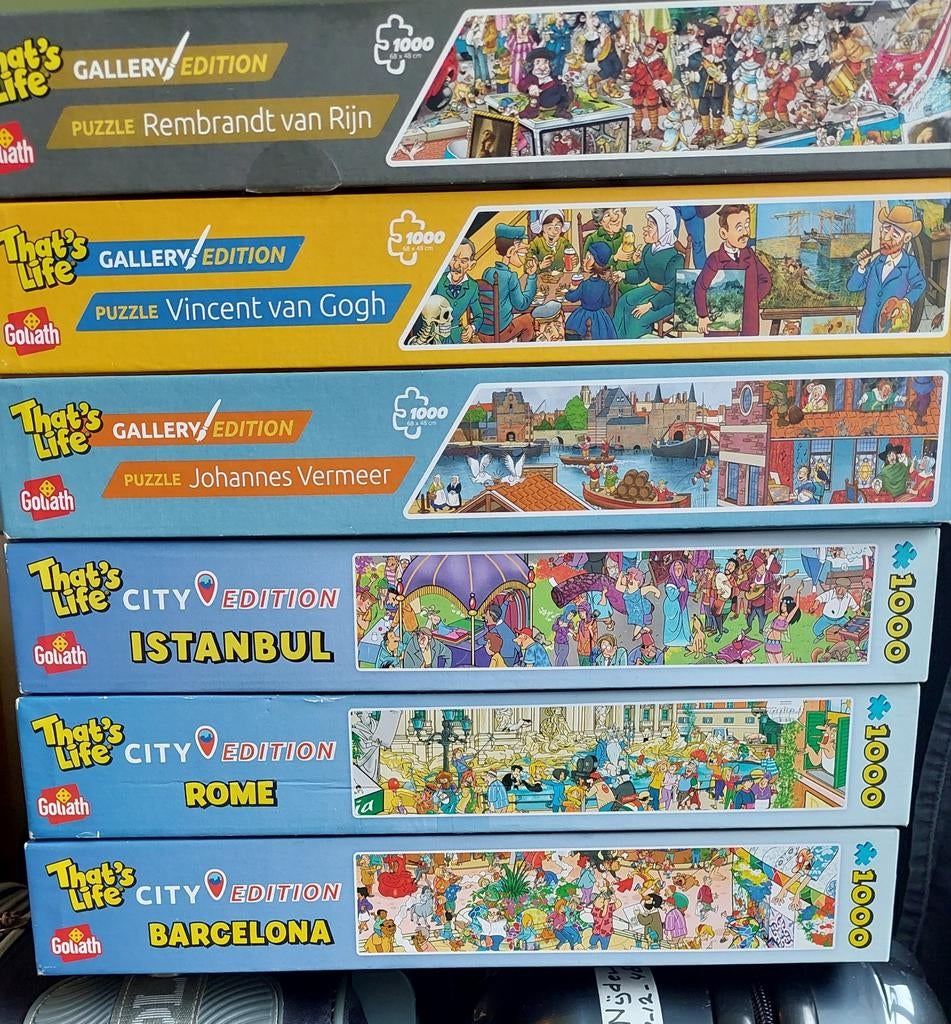 6 puzzels van GOLIATH 1000 stukjes 100% compleet, Ophalen of Verzenden, 500 t/m 1500 stukjes, Zo goed als nieuw