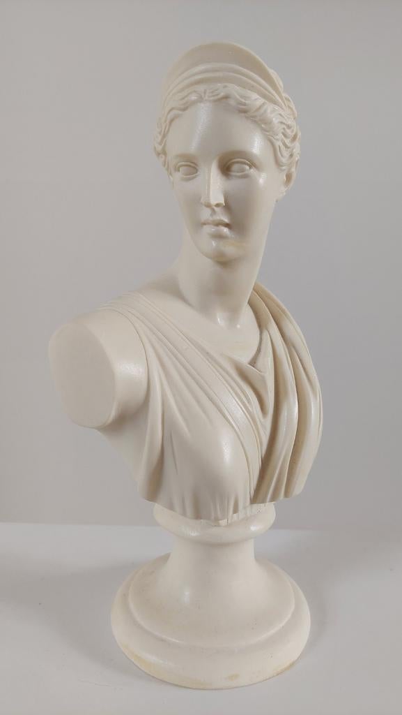 Buste godin Artemis Diana 23x12,5marmer/composiet/kunsthars., Ophalen of Verzenden