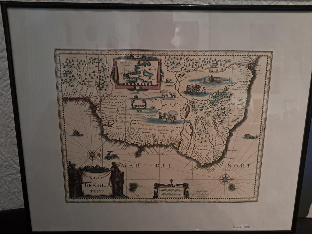 Historische kaart van Hondius van Brazilië anno 1630, Boeken, Atlassen en Landkaarten, Ophalen of Verzenden