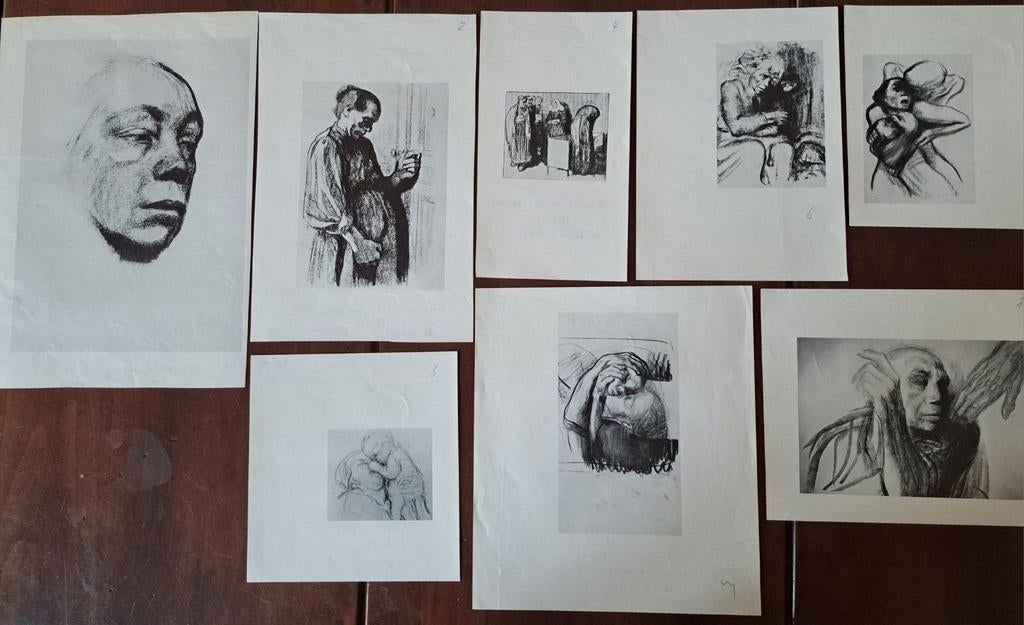 Unieke corresp. zoon Kathe Kollwitz met 8 litho's (1961/67), Ophalen of Verzenden, Portret, Overige technieken, Origineel