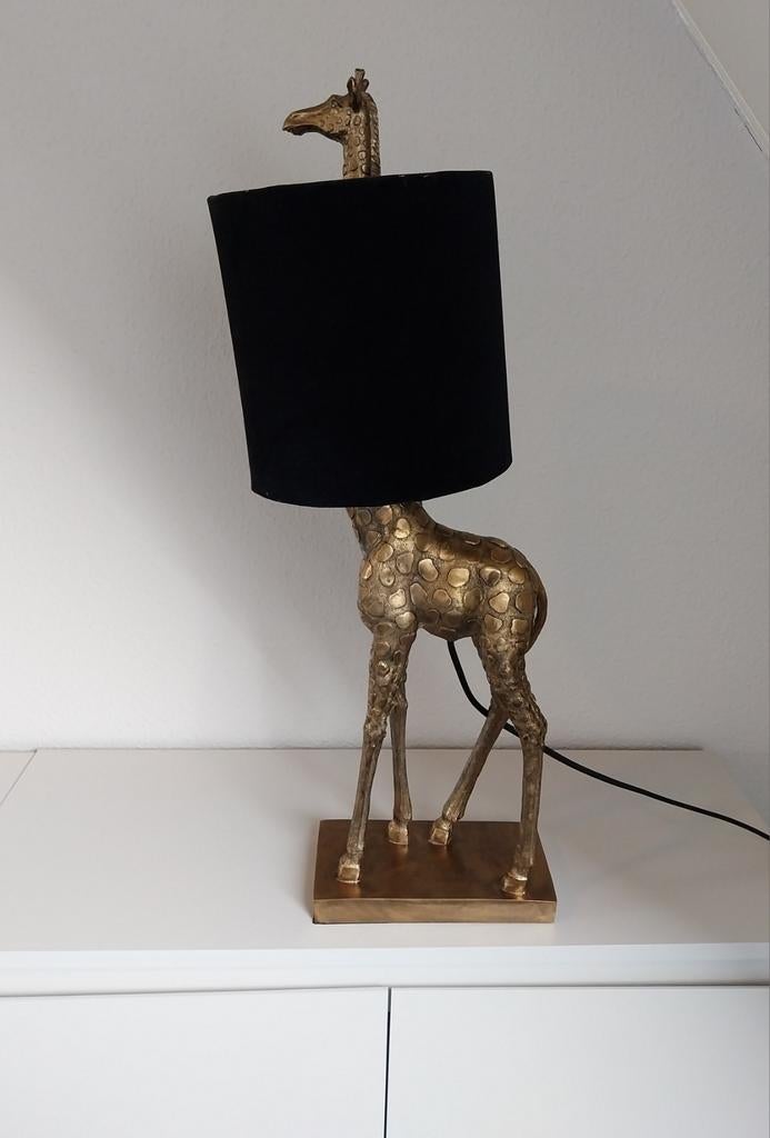Light & Living Tafellamp Giraffe - Goud/Zwart - 61cm, Ophalen, Modern, Luxe, Dierenprint, 50 tot 75 cm, Zo goed als nieuw