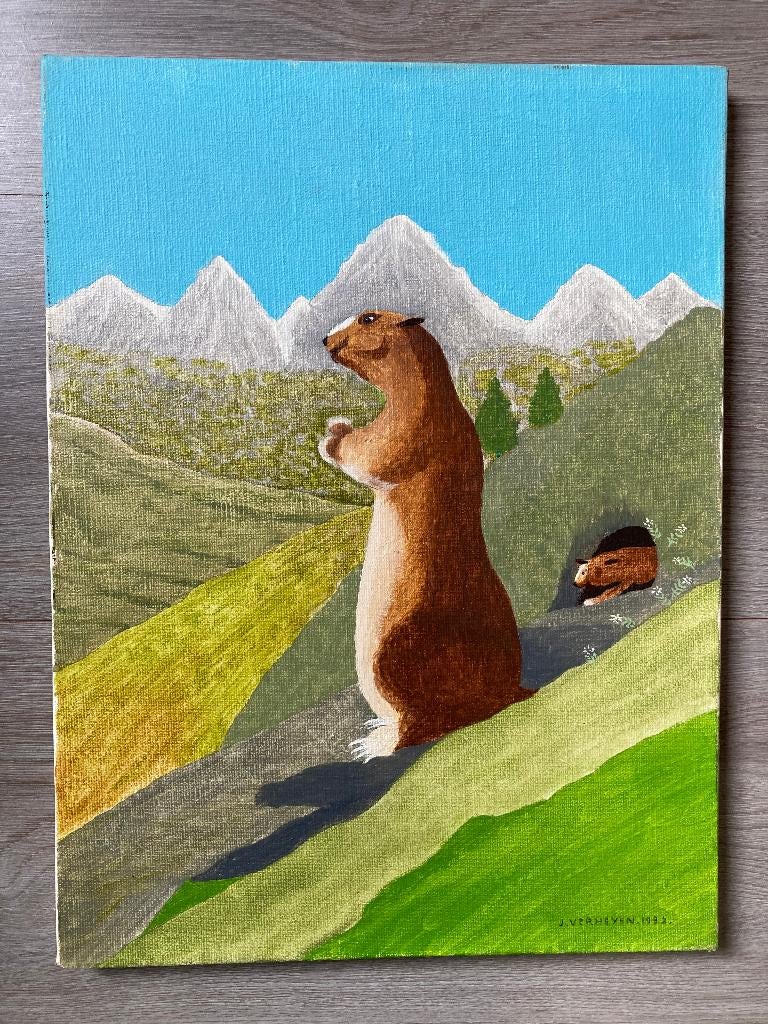 naïef schilderij J. Verheyen, Ophalen of Verzenden