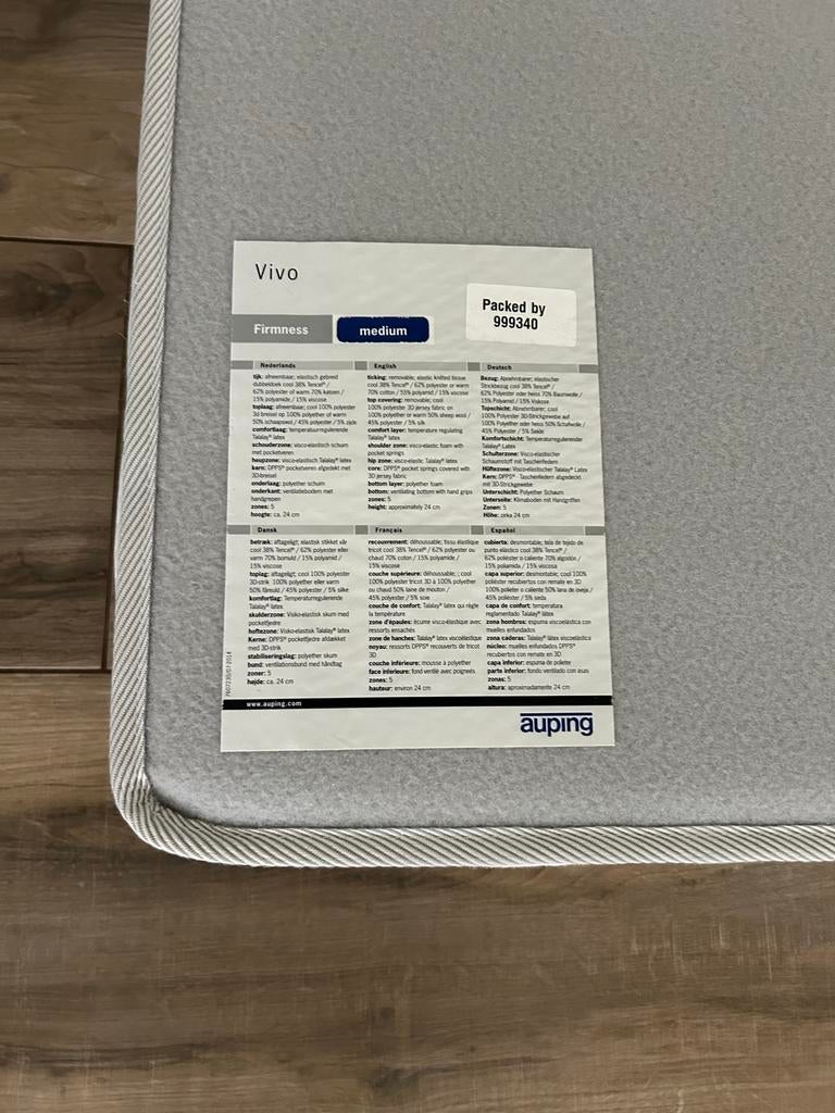 Auping Vivo matras - Medium stevigheid 90 x 210 cm, Huis en Inrichting, Slaapkamer | Matrassen en Bedbodems, Ophalen, Gebruikt