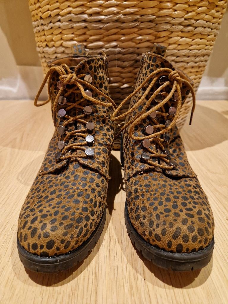 Fabs Boots/bikerboots/enkellaarzen bruin/zwart maat 37, Fabs, Bruin, Lage of Enkellaarzen, Ophalen of Verzenden