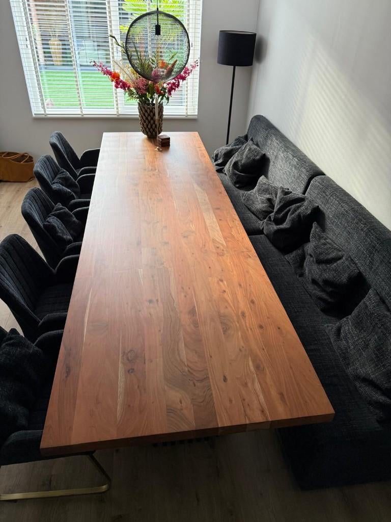 Luxe eetkamer tafel set 3,20 m set 10 persoon 2 bank + stoel, Ophalen, 100 tot 150 cm, 200 cm of meer, Zo goed als nieuw