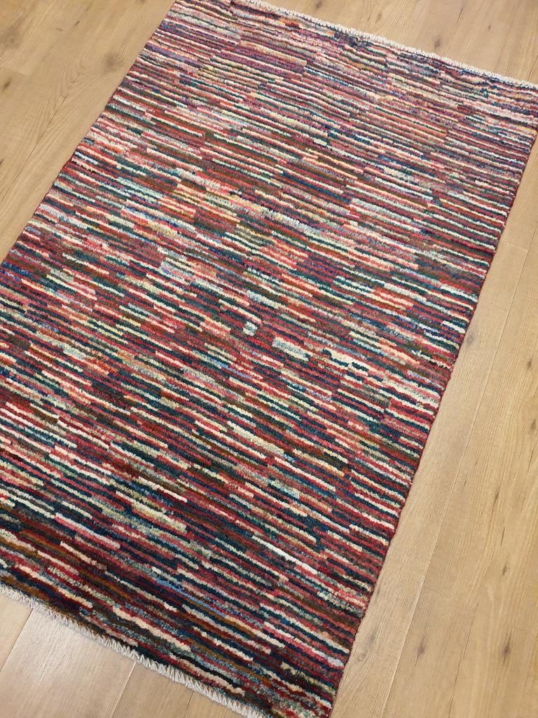 Handgeknoopt oosters tapijt modern stripes 136x90, Info@SlatsAntiek.nl, 100 tot 150 cm, Perzisch, Vof Slats Antiek