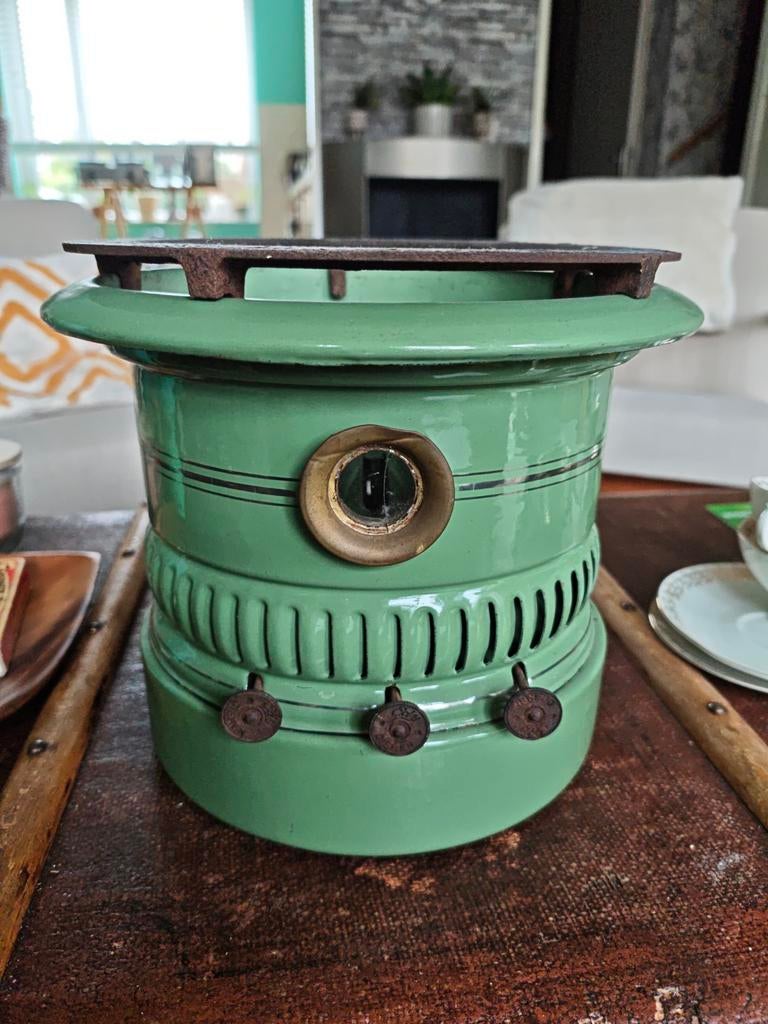 Groot model groen emaille petroleumstel Edy 3-pits, Ophalen of Verzenden