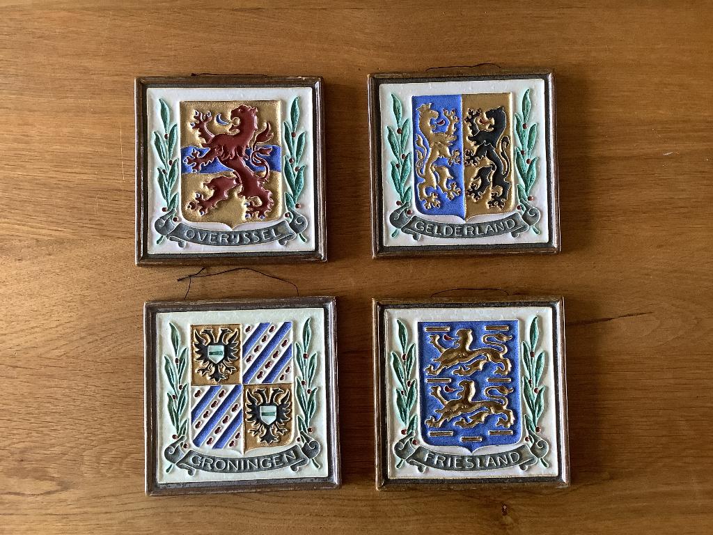 4 provincie Tegels Porceleyne fles, Antiek en Kunst, Ophalen of Verzenden