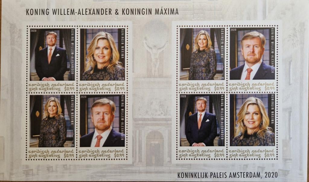 Vel 2020 St Eustatius Koning Willem-Alexander en Maxima, Ophalen of Verzenden, Postfris
