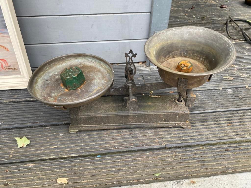 Antieke weegschaal, Witgoed en Apparatuur, Weegschalen, Ophalen, 500 gram of grover, Minder dan 10 kg