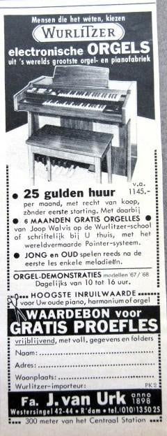 7 vintage advertenties muziekinstrumenten 57-71 muziek orgel, Ophalen of Verzenden, Gebruikt