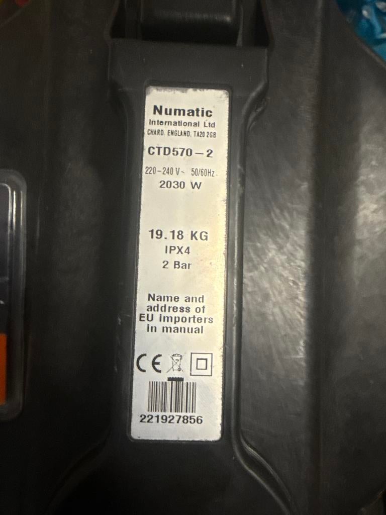 Numatic CTD570-2 Waterstofzuiger - Professionele Reiniging, Ophalen, Gebruikt, 2000 watt of meer, Waterstofzuiger